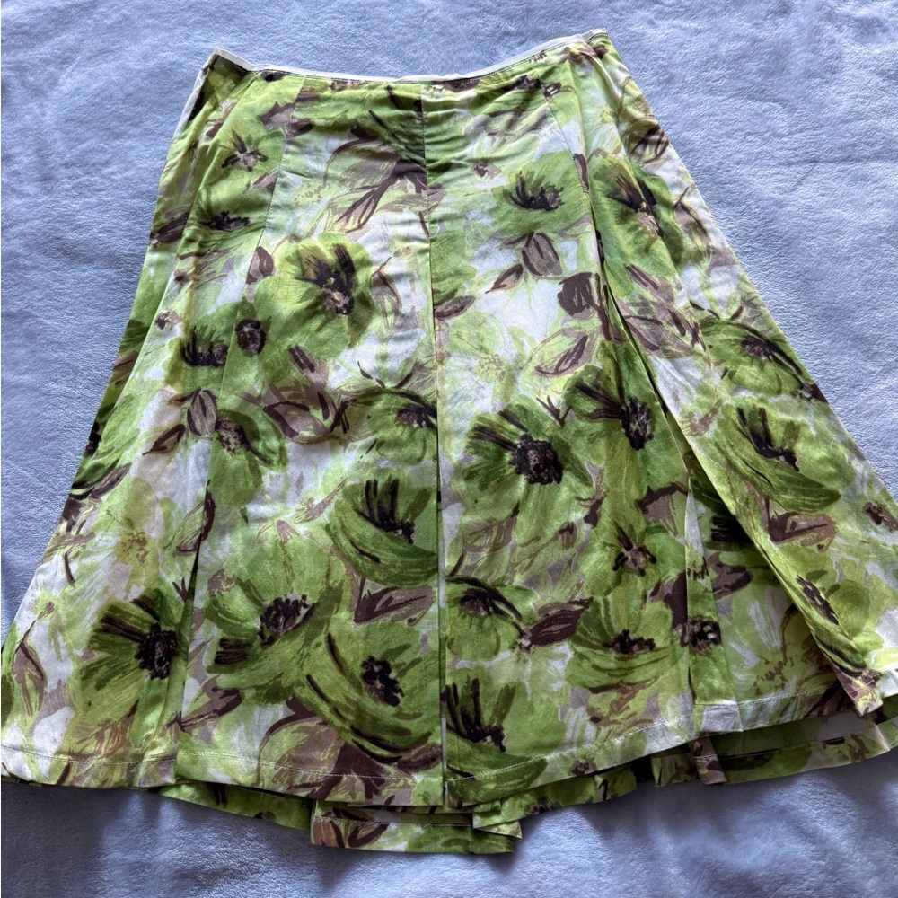 Banana Republic Floral-  Green and Brown Women's Skirt -Size 0